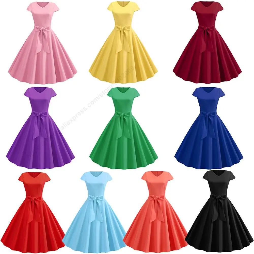 Летнее платье желтого цвета в винтажном стиле женское с рокабилли элегантные