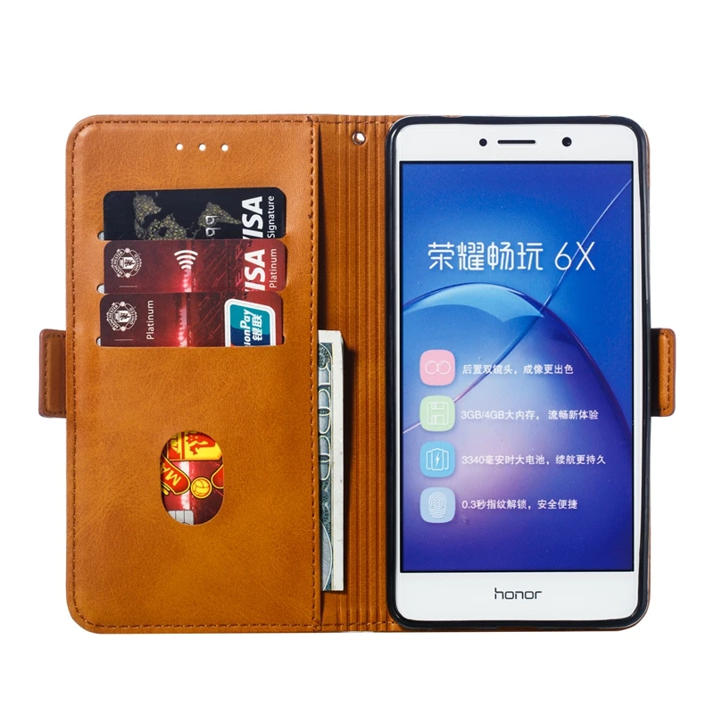 Кожаный чехол-книжка для Huawei Honor 6X с бумажником телефона Etui Hawei 6 X X6 | Мобильные