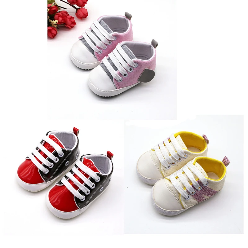 3 Styles Canvas Baby Sneaker Sport Shoes For Girls Boys Newborn Patch Infant Toddler Soft Bottom Anti-slip First Walkers |