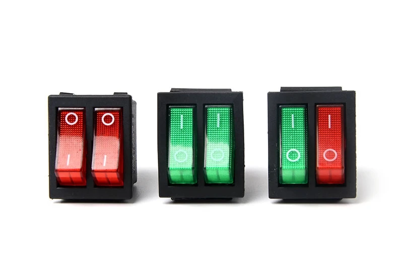 Kcd8 15A 250v AC двухполюсный gang кулисный переключатель 2 способ красный медные булавочные красный 220v лампы вкл/выкл переключатель с 6 шпильки