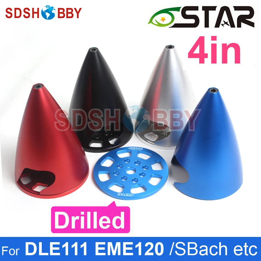 

6STARHOBBY 4in/102mm Pointed Aluminum Alloy Spinner with Drilled &CNC Anodized Process for DLE111 EME120 /Sbach Airplane etc