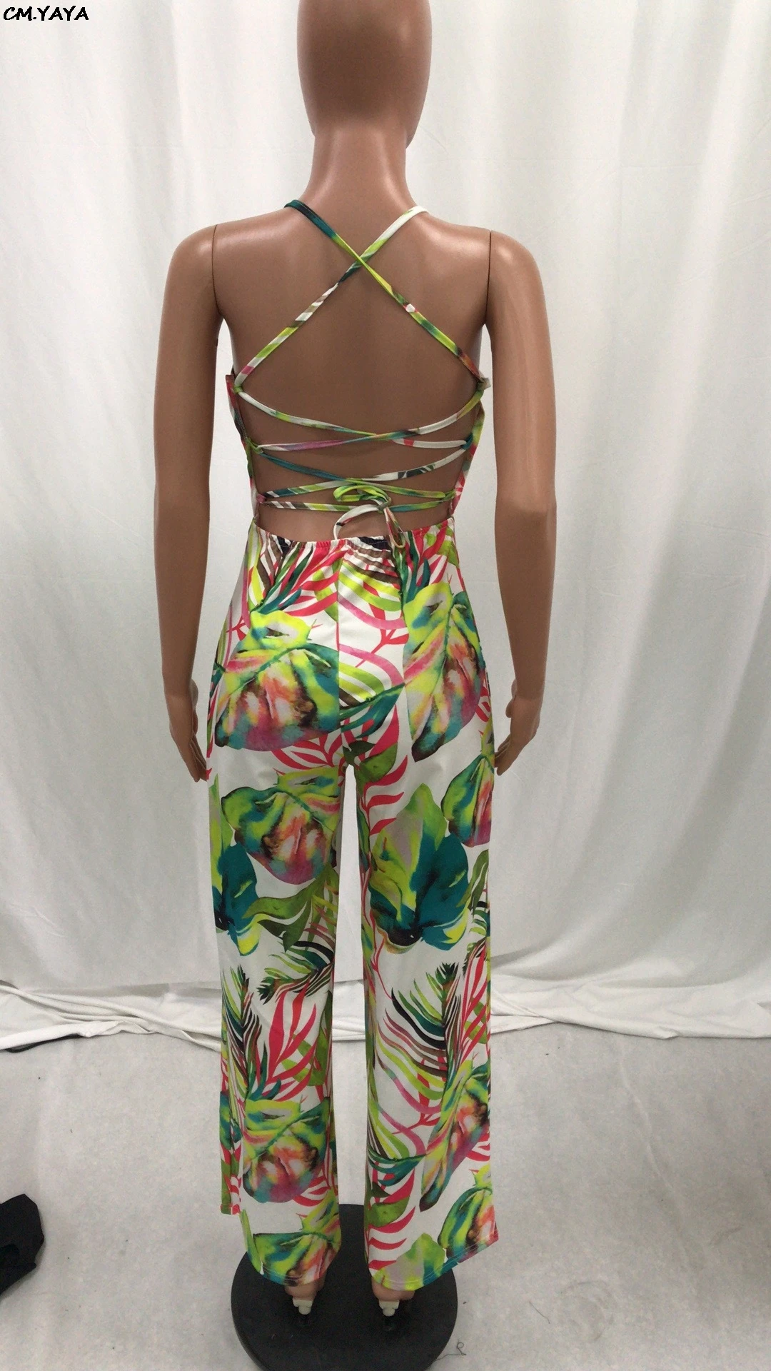 Женский комбинезон без рукавов со шнуровкой на спине облегающий клубный Ночной