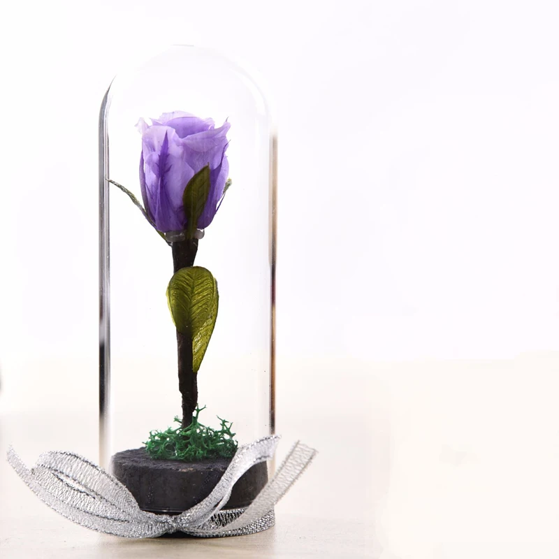 purple Йо Чо консервированные цветы Natura Eternelle Роза в стекле высокое качество свадебное украшение день Святого Валентина подарок навсегда розы - Цвет: purple