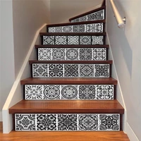 new creative simple self adhesive staircase stickers diy black white pattern style stickers staircase stickers stair decoration