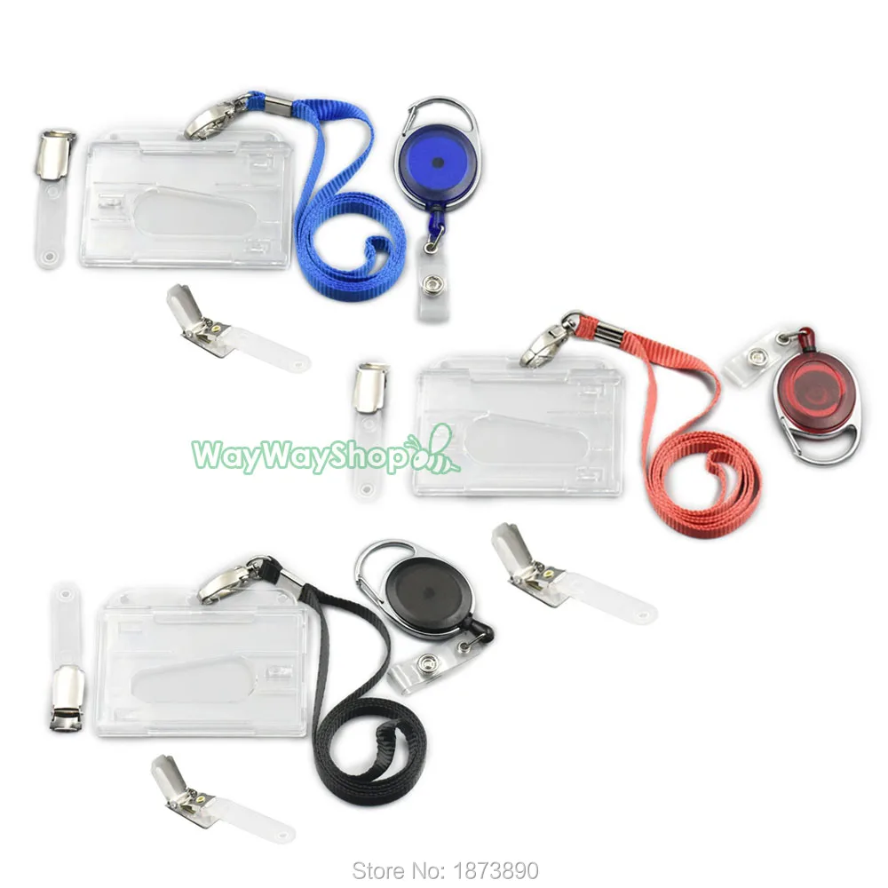 2 набора держатель для ID-карт SLT2 + Выдвижной зажим Ree шнурок горизонтальный черный