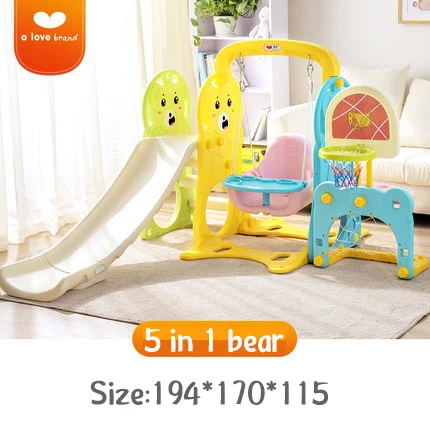 5 in 1 bear EU free tax 5 в 1 горка Бытовая детская многофункциональная качели раздвижная комбинация детская открытая детская площадка для детского сада парк - Цвет: 5 in 1 bear
