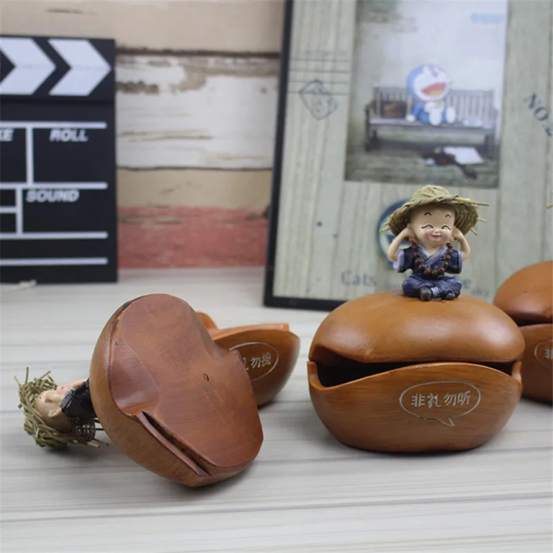 Тремя пепельницами Knock Wood Muyu креативные подарки из смолы декоративное настольное