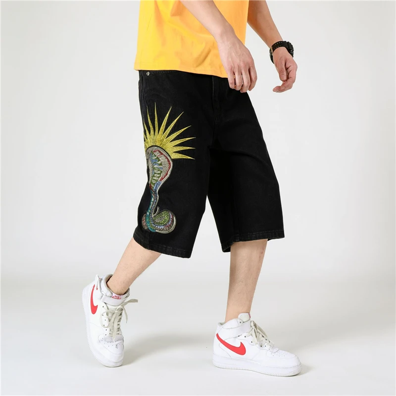 Джинсовые шорты большого размера мужские мешковатые джинсовые до колена для