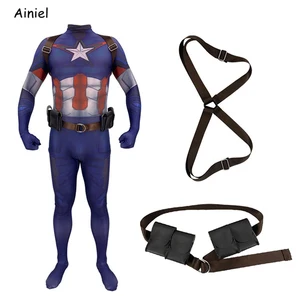 endgame cosplay costumes captain america super hero lycra spandex bodysuit suit zentai jumpsuit beltstrap adult kids free global shipping
