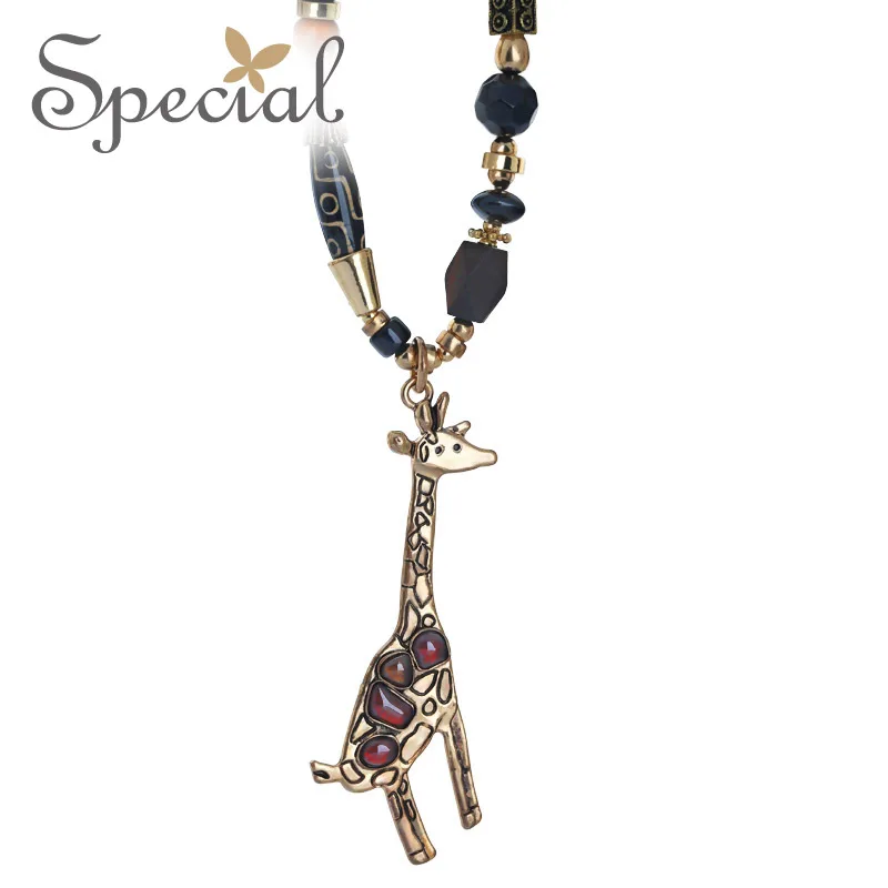 

Special New Fashion Natural Stone Long Necklaces & Pendants Lovely Animal Ceramic Maxi Jewelry Gifts for Women S1611N