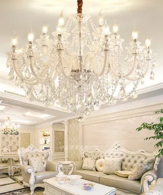 24 light European Candle Crystal Lamp Living Room Large Crystal Chandelier Lighting Modern Atmosphere Restaurant Bedroom Hanging Lamps - Цвет абажура: 24 light