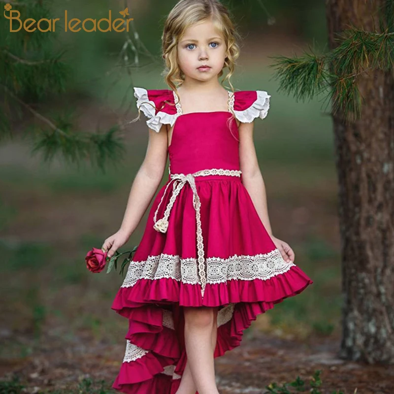 Bear Leader/Новинка года; платье с короткими рукавами для девочек; Новая повседневная стильная одежда для девочек; платье с цветочным принтом для детей