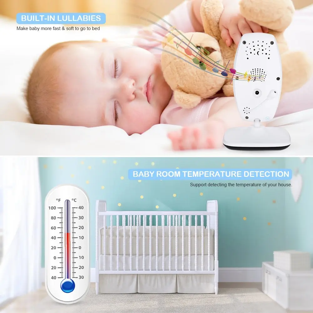 720P babyfoon met camera baba eletronica vigila bebes 7,0 дюймов ЖК ИК ночной Светильник видеодомофон колыбельные температурный монитор