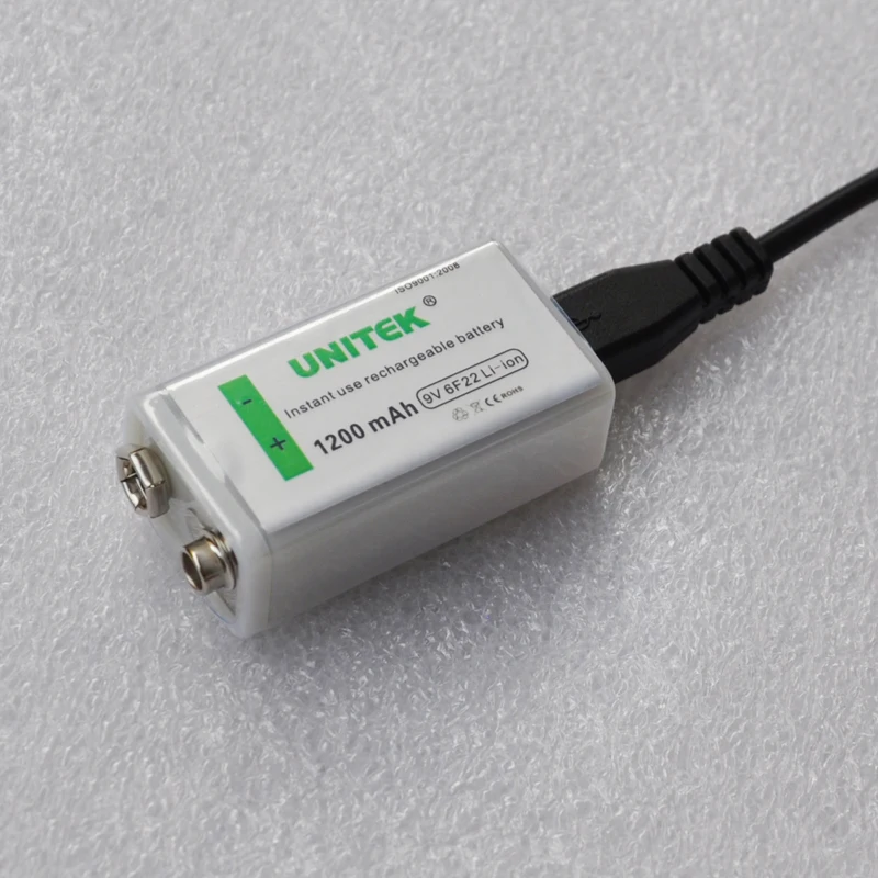 UNITEK 1/2/4 шт. 6F22 9V Usb Перезаряжаемые Батарея 1200 мАч; литиевый элемент Батарея для гитары EQ Дымовая пожарная сигнализация мультиметр микрофон