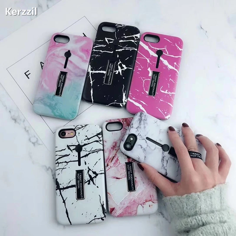 Мягкий силиконовый чехол Kerzzil с мрамором для iPhone 7 Plus чехол-подставка X 8 6 6s задняя