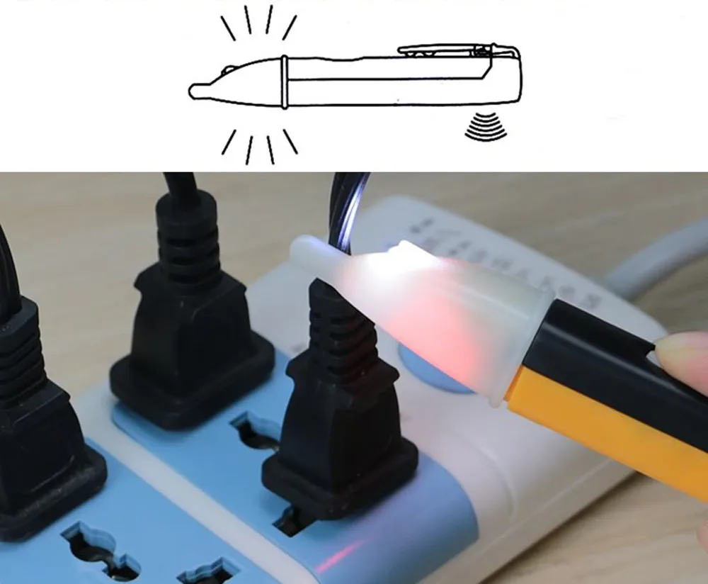 1PCS Electric indicator 90-1000V Socket Wall AC Power Outlet Voltage Detector Sensor Tester Pen LED light New Drop ship #30 |