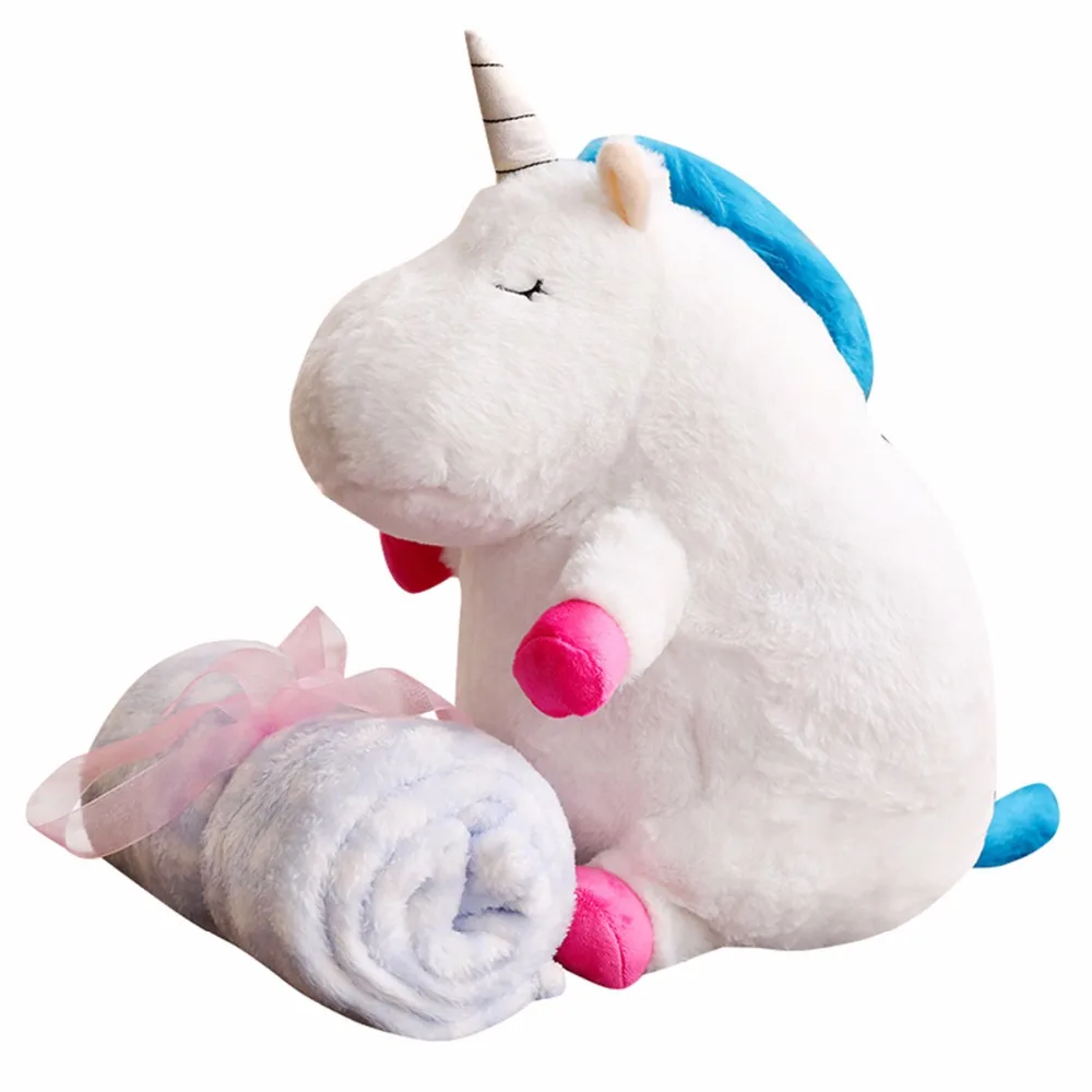 

1pc 50cm Cute Licorne Dolls Kawaii Cartoon Stuffed Unicorn Plush toy Soft Plush Pillow with Blanket Kid Child Baby Birthday Gift