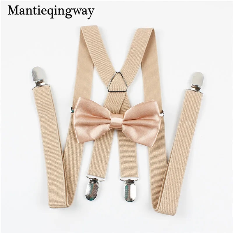 2019 модные однотонные подтяжки галстук бабочка набор мужской четыре зажима