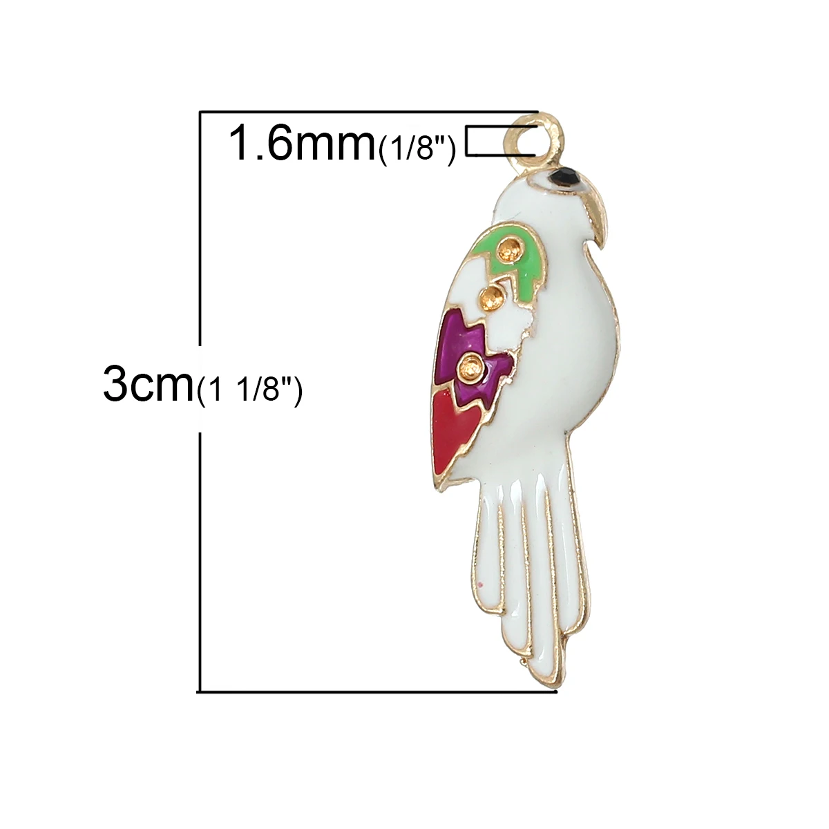 DoreenBeads амулет кулоны попугай золотой цвет белый (вмещает ss4 стразы) черные стразы