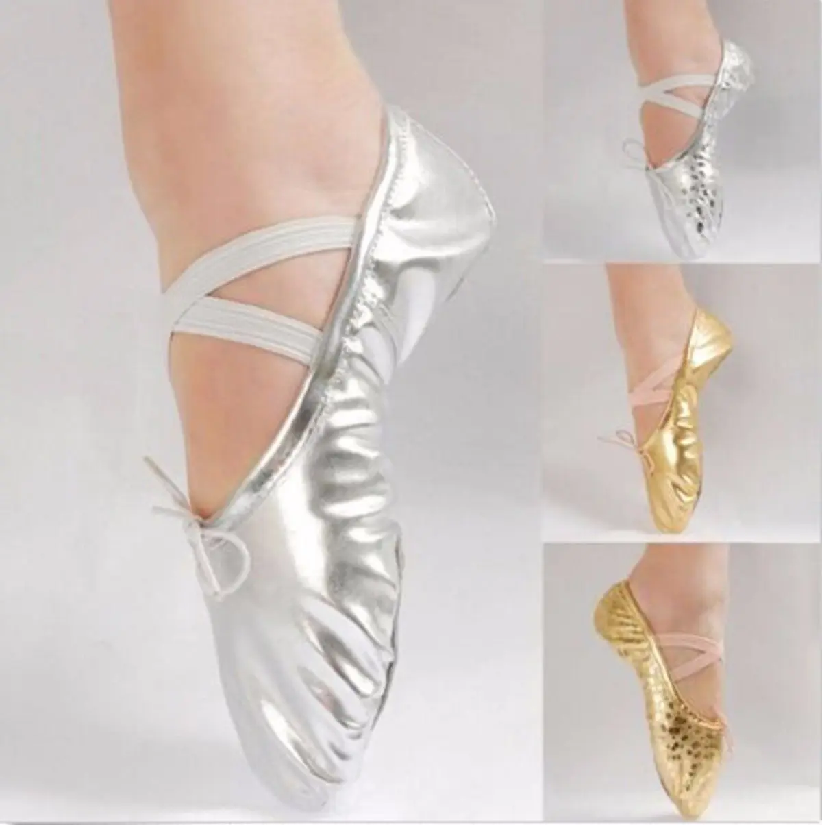 Балетки женские/Детские с блестками кожаные туфли заостренным носком плоская