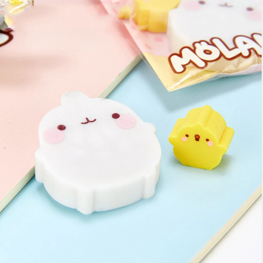 4 шт./лот резиновый ластик Molang в виде кроличьей утки Забавный студент для детей
