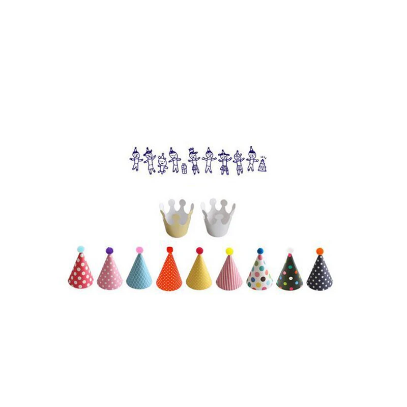 Головной убор для дня рождения с помпонами 11 шт. шапочка в горошек рисунком