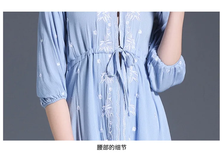 Женское платье с вышивкой Clobee длинное винтажное в стиле бохо треугольным вырезом