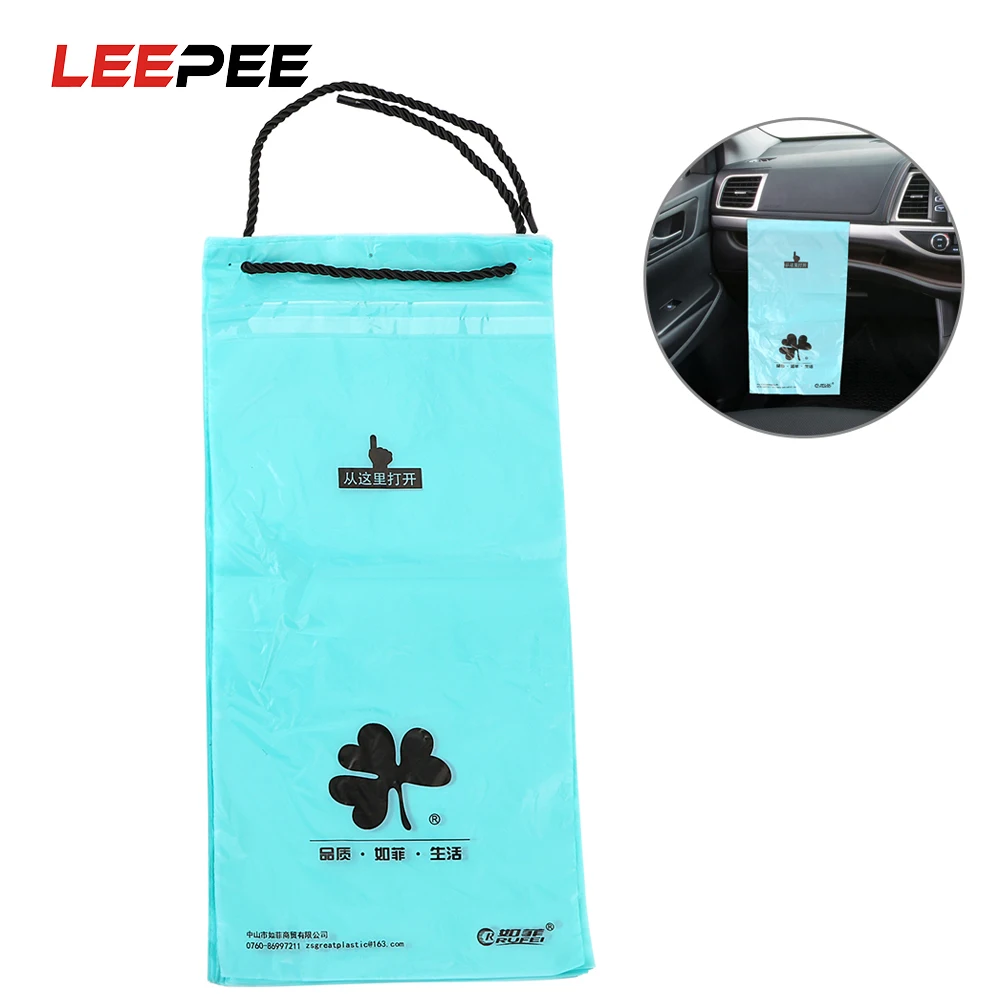 LEEPEE 50 шт./упак. 38*18 см сумка для хранения заднего сиденья автомобиля мусорный пакет с ручками Bin автомобильный мусорный пакет самоклеющиеся одноразовые автомобильные Органайзеры