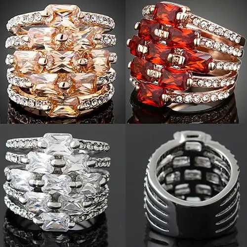 Bluelans Модный кристалл циркония горный хрусталь инкрустированное кольцо браслет