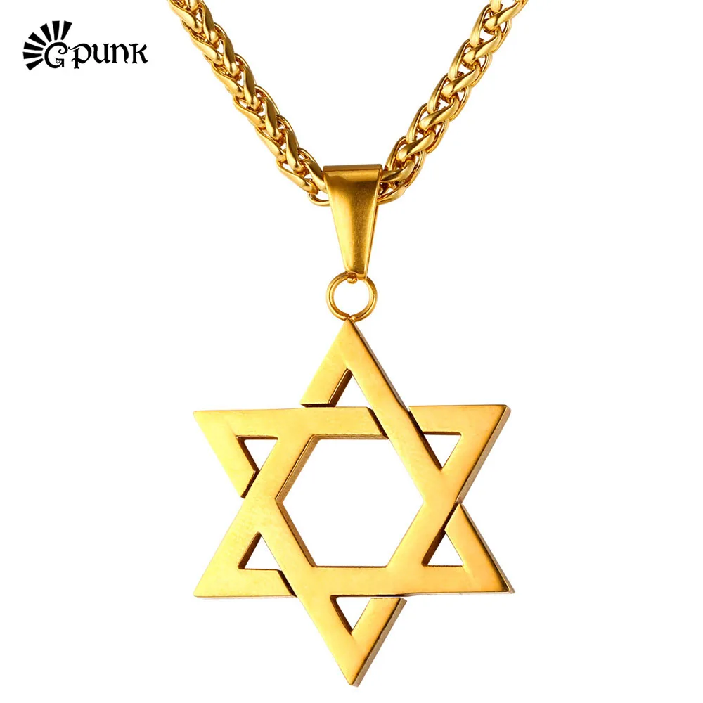 

Star of David Necklace With Chain yellow Gold color Jewish Jewelry P1813G