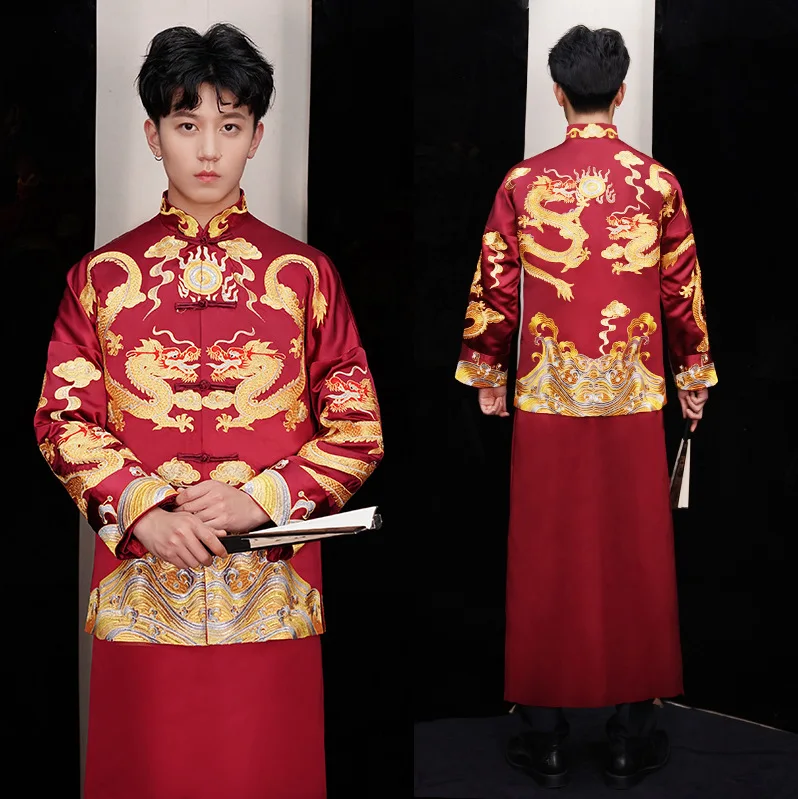 Красный Жених винтажный свободный Cheongsam традиционное китайское свадебное платье