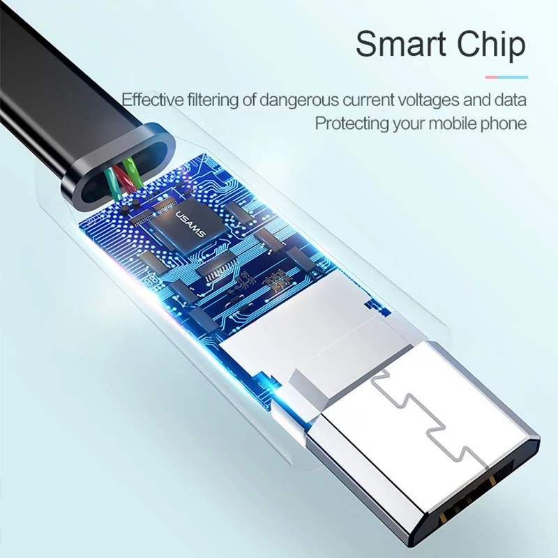 USAMS 3 шт. 2A микро USB зарядный шнур для синхронизации плоский мобильный телефон
