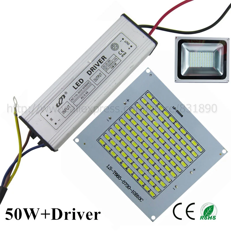 1 комплект полный Ватт светодиодный PCB10W 20 Вт 30 Вт 50 Вт 100 Вт 150 Вт 200 Вт высокомощный COB SMD 5730 чипы с драйвером для прожектора