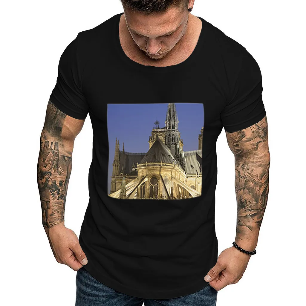 Summer Fashion Printed Men T Shirt Short Sleeve O Neck Casual Paris White Basic Tops 2019 | Мужская одежда