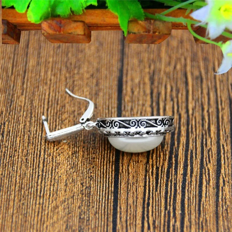 Большой овальный Серьги с жемчугом для Для женщин Винтаж Античный Посеребренная