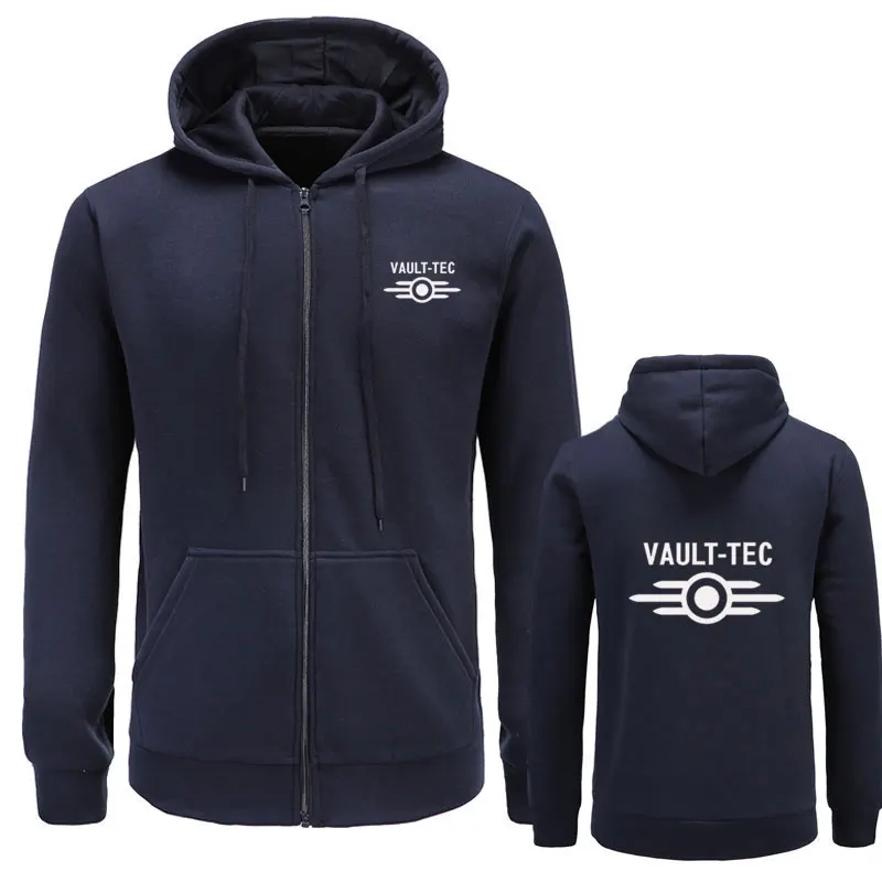 navy white Новые мужские толстовки с капюшоном с логотипом vedle-Tec для игр и видеоигр, повседневная одежда с принтом Fallout, толстовки с капюшоном, мужская верхняя одежда с капюшоном - Цвет: navy white