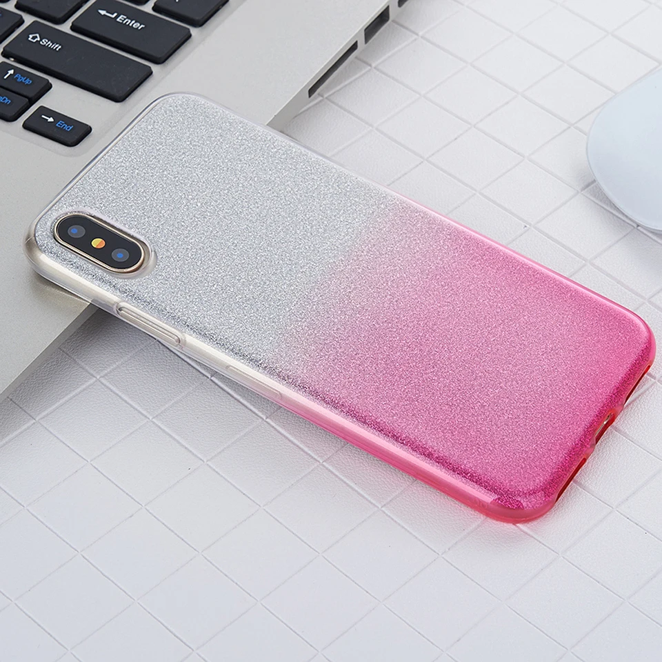 Блестящий 2 в 1 Радужный ТПУ чехол для iphone X 6 6s 7 8 Plus LG G5 G6 G7 V10 V20 V30 K8 K10 2017 Q6 Q8