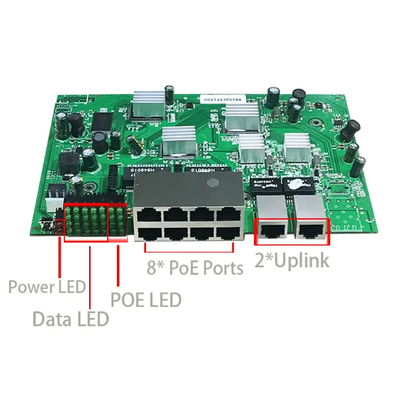 Настольное настенное крепление 8 + 2 гигабитный порт POE коммутатор 150 Вт IEEE802.3af/at usb