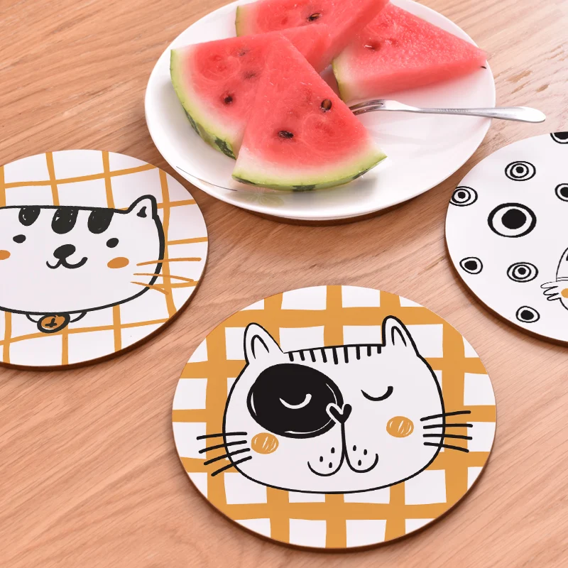Uncle cat Wood Potholer Pad Non-slip Heated Mat Brand Round Table Kitchen Hot Pot Place Mats For 1pc | Дом и сад