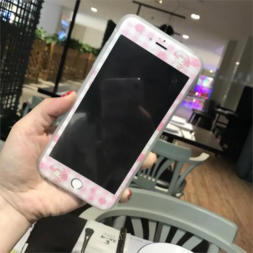 Rlenda Блестящий мультфильм My Melody Little Две звезды закаленное стекло для iphone 7 6 6s 8 plus защита экрана 3D полное покрытие стекло