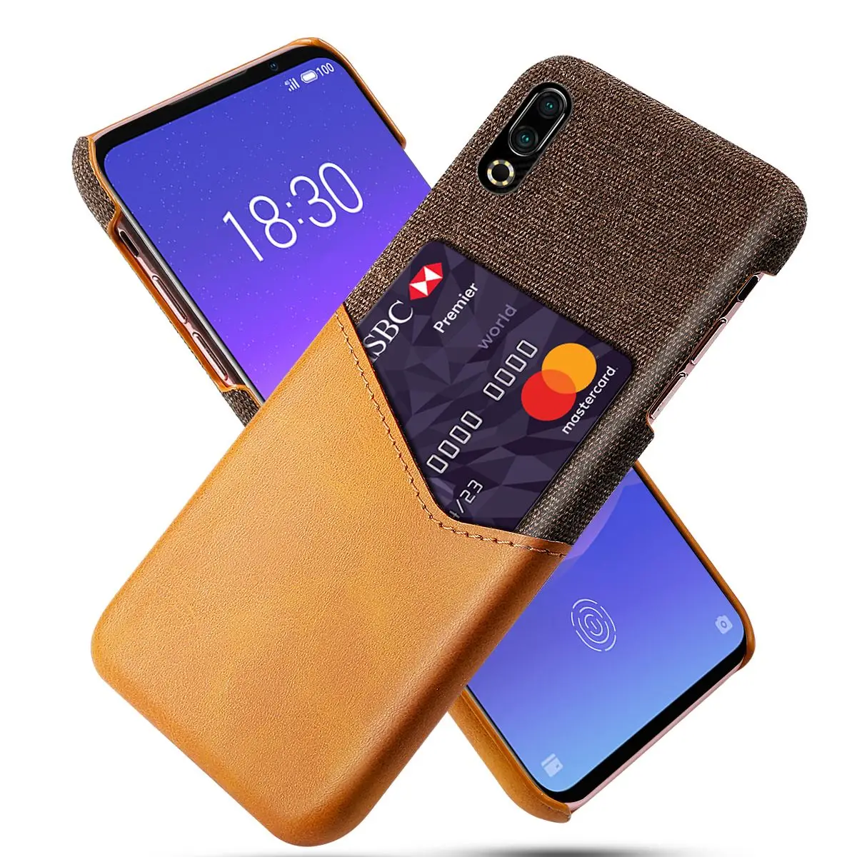 Для Samsung Galaxy A50 A70 чехол из искусственной кожи с тканевым держателем для карт