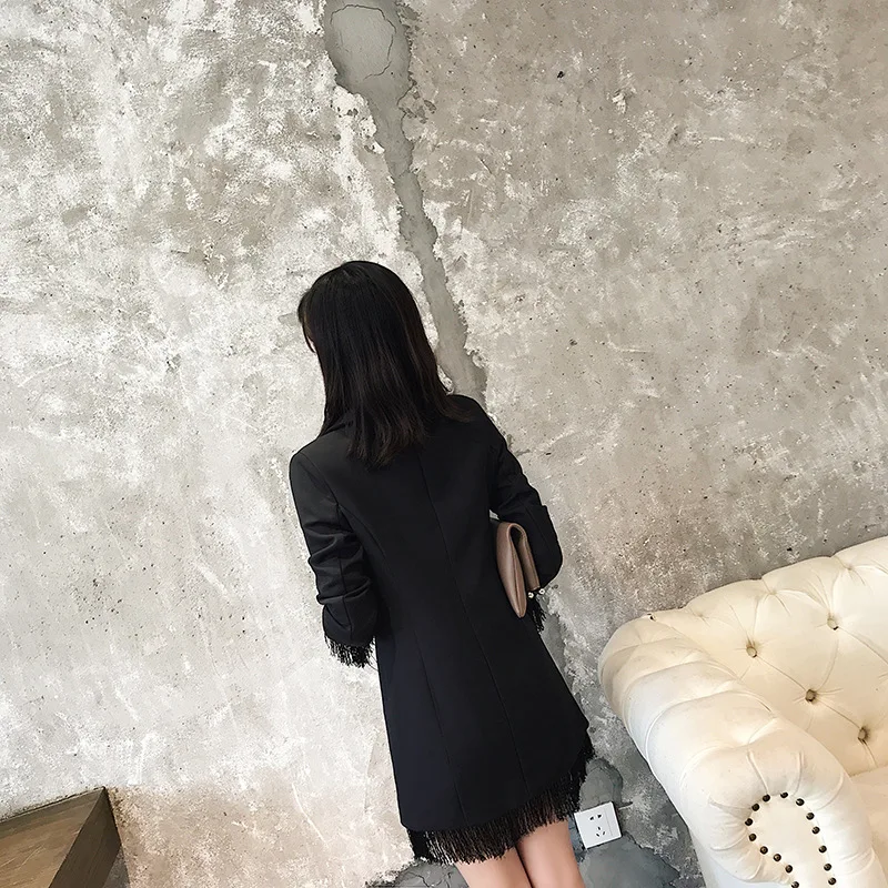 MODISON Для женщин Длинный блейзер Весна Новый дизайн кисточкой одежда с длинным