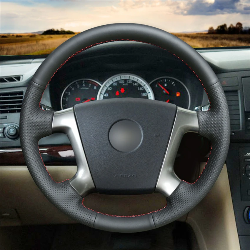MEWANT Hand-Stitched Comfortable Black Artificial Leather Steering Wheel Cover for Chevrolet Epica 2006 2007 2008 2009 2010 2011 |