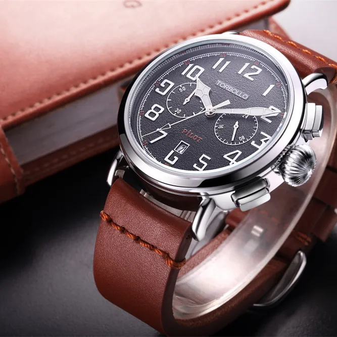 Ремень из натуральной кожи Для мужчин Watch Sport Стиль коричневый ремешок хронограф