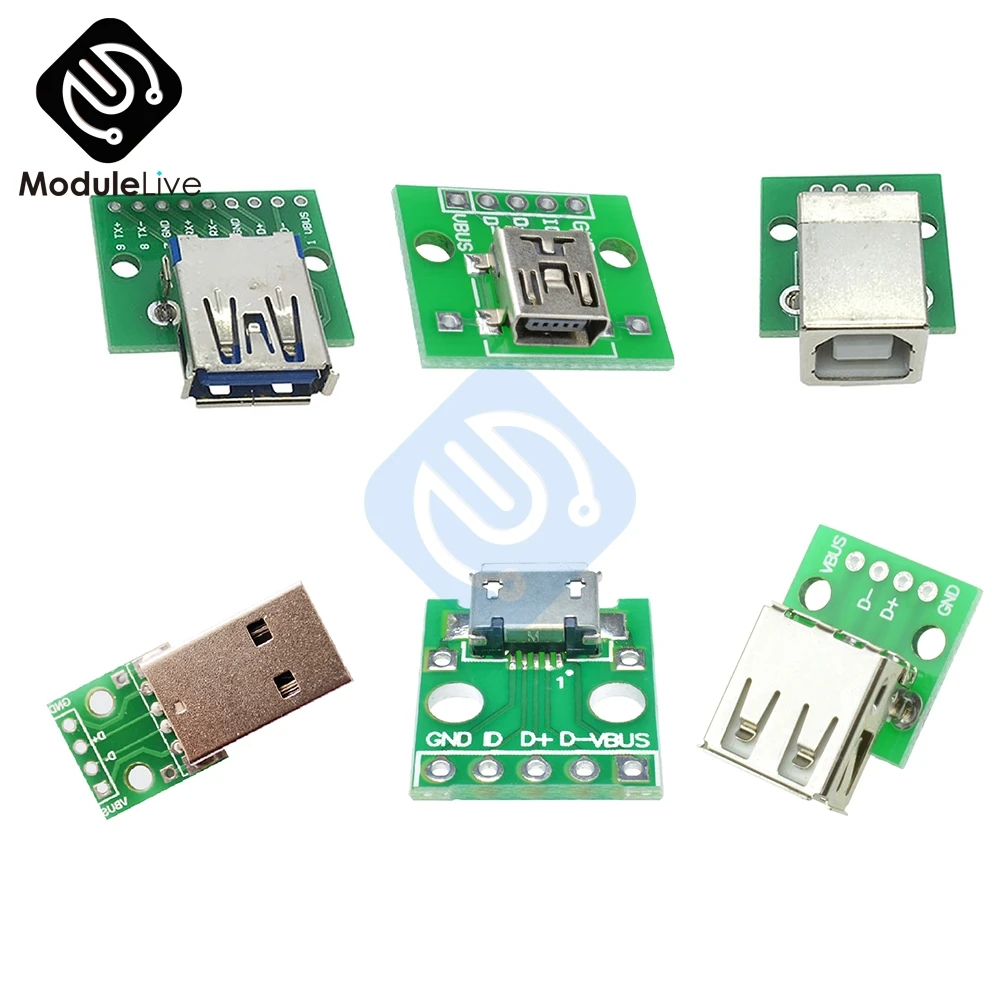 2 54 мм мини видеокамера с разъемом MICRO USB для DIP адаптер/USB разъем 5 штифтов женские