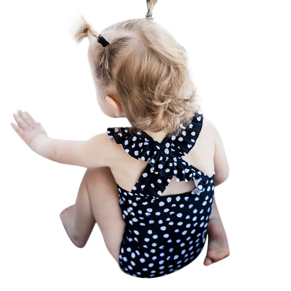 Купальный костюм для маленьких девочек купальник бикини в горошек с бантом