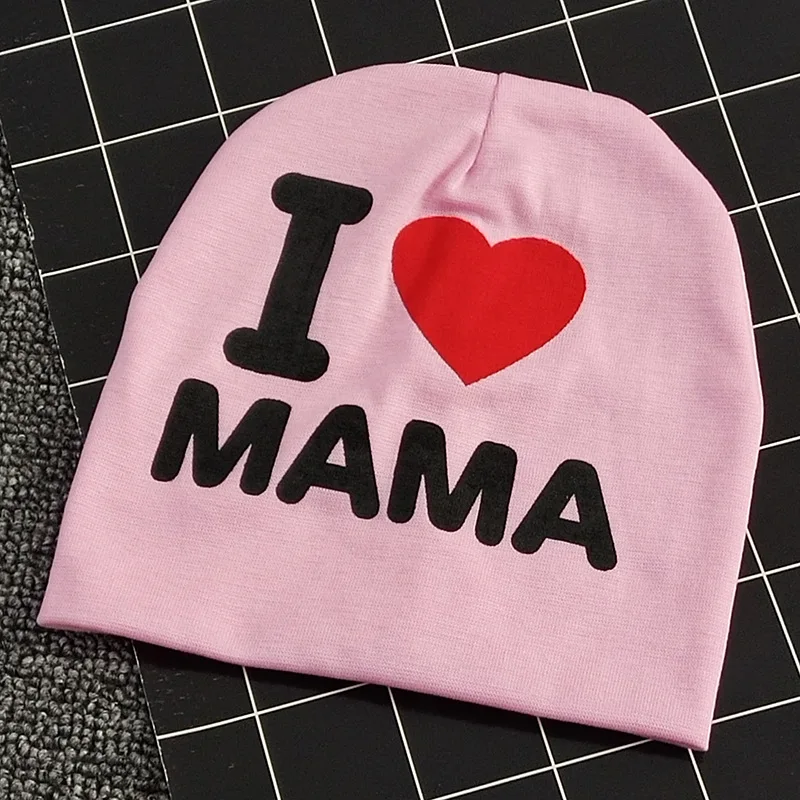 1 шт., Детская Хлопковая Шапка-бини I LOVE PAPA/MAMA, милая теплая шапка с буквенным принтом для новорожденных детей, детская Шапка-бини s