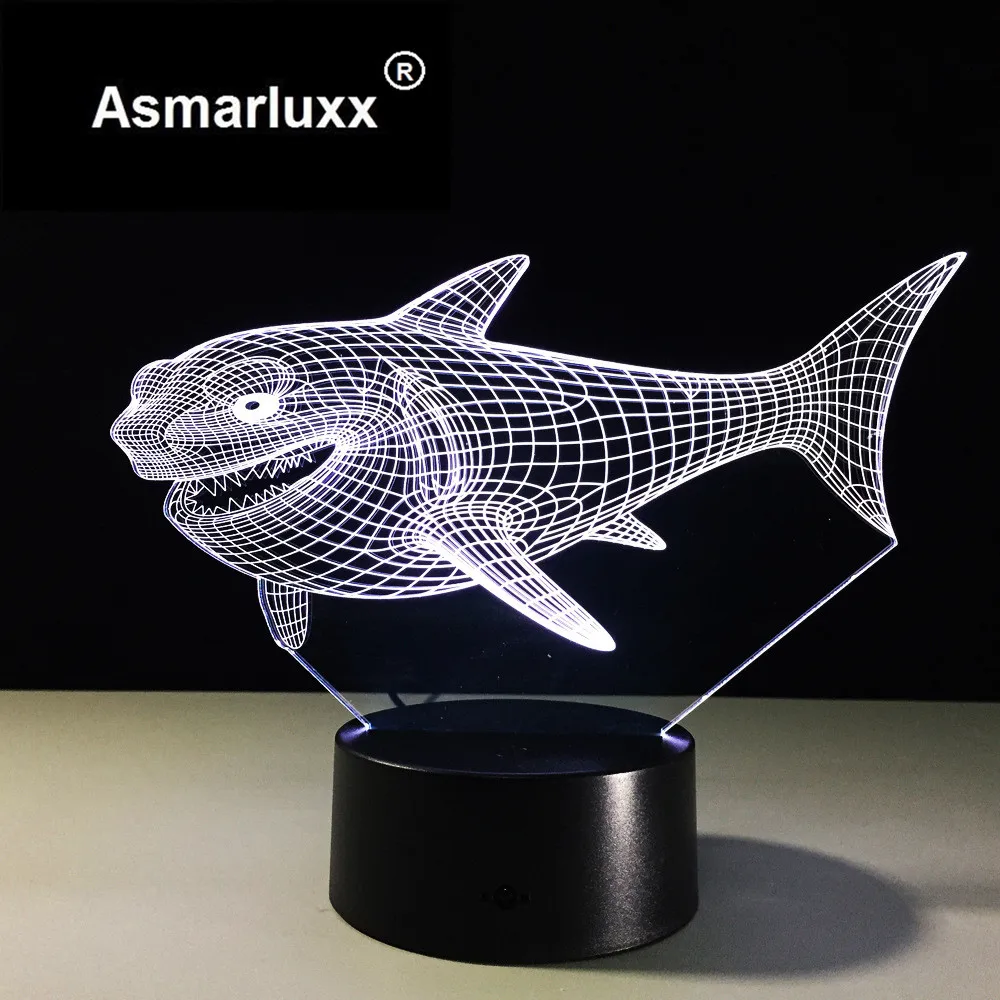 3D Акула ночной Светильник Одежда высшего качества дети визуальная светодиодная