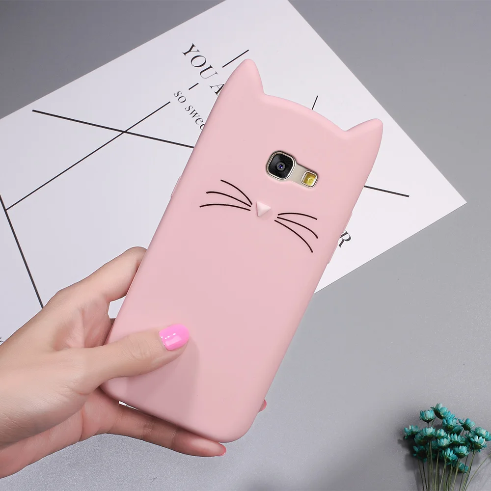 3D силиконовый чехол для samsung S9 S8 плюс Чехол S7 край S6 милый кот усы уха Note 8 5 A3 A5 A7 J7 с