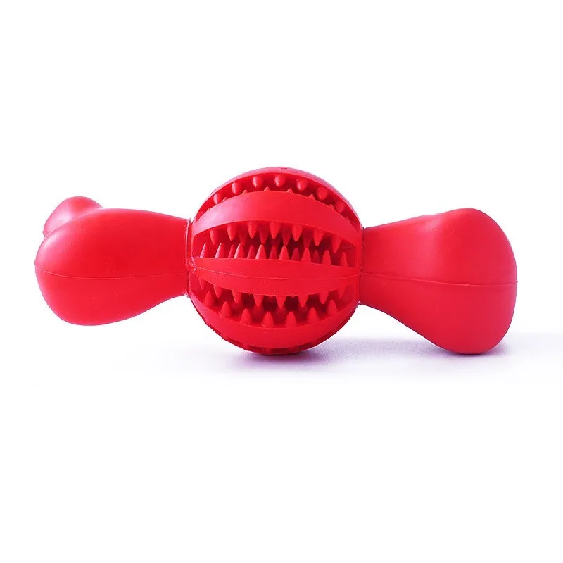 red Игрушка для собак, Интерактивная игрушка для кормления, жевательная игрушка для собак, Очищающий мяч для зубов, ручной резиновый шар для собак - Цвет: red